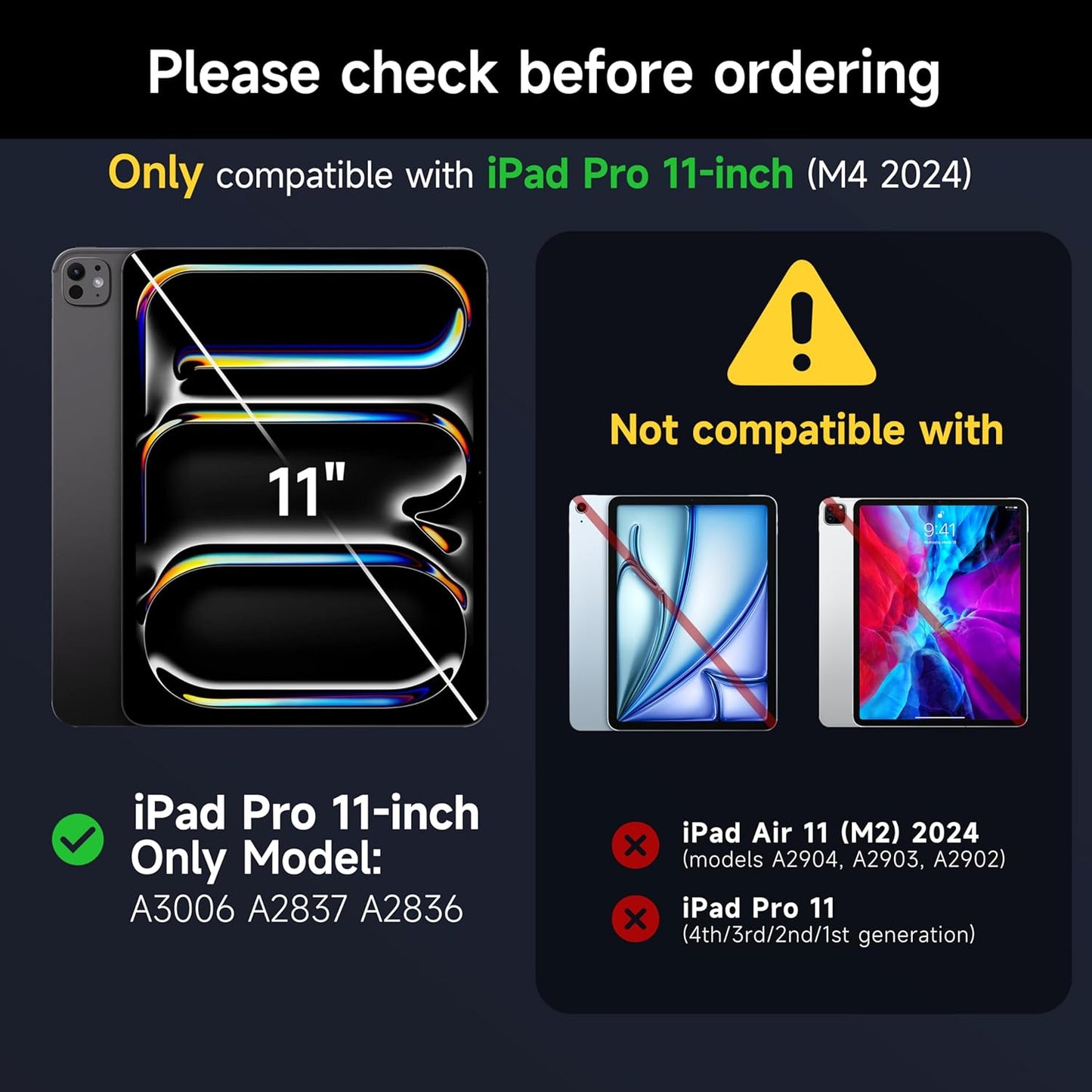 HOU iPad Pro 11 Inch Case with Keyboard(M4,2024,ONLY),iPad Pro 11 Inch (5th Gen) Keyboard Case,Multi-Touch Trackpad,7 Colors Backlight,Easy-Set Magnetic Stand,QWERTY White