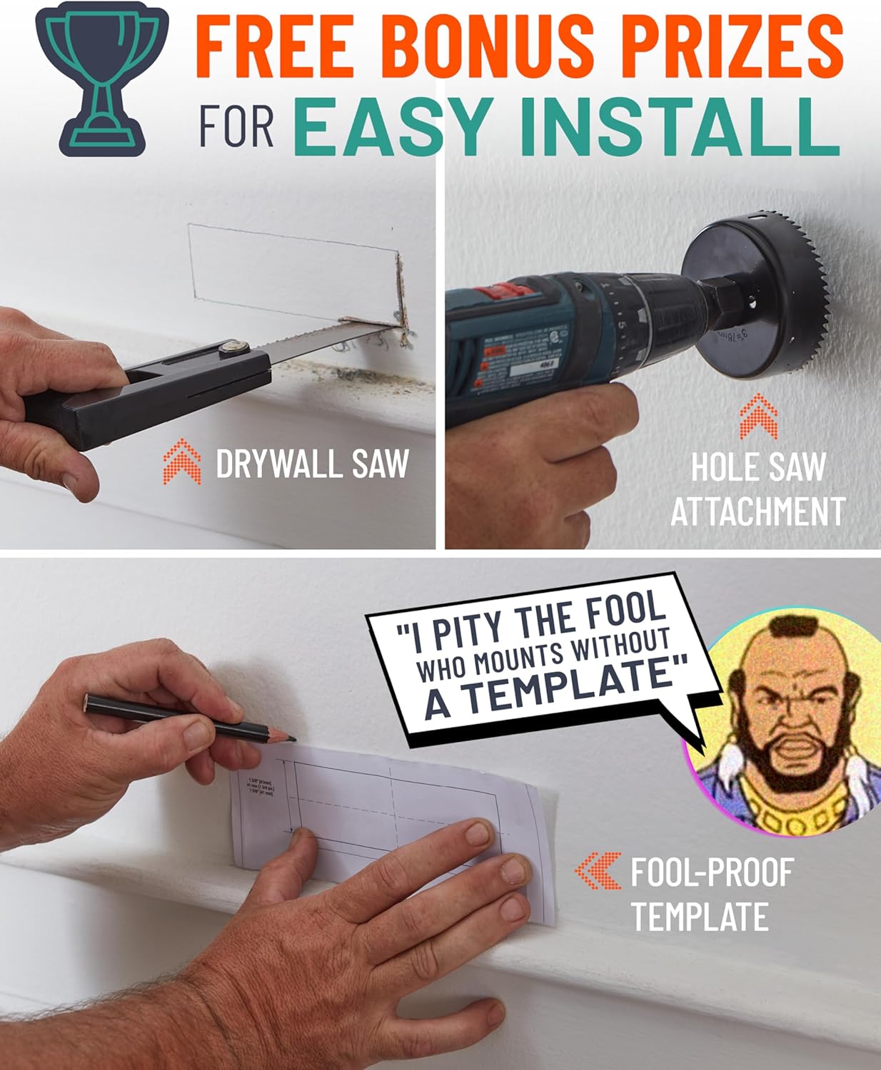 ECHOGEAR in Wall Cable Management Kit for TV & Soundbar - Cord Concealer & Power Kit - Powers Devices & Hides All Cables - Comes with Circle Saw Drilling Attachment & Drywall Hand Saw