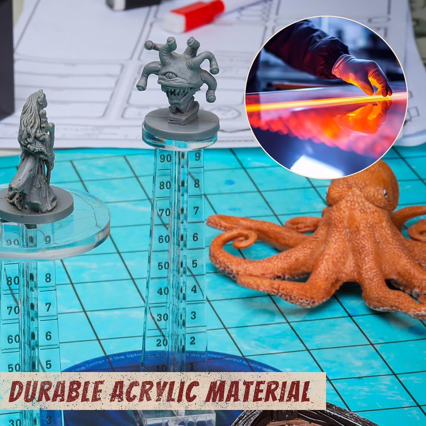 DND Flying Miniatures Combat Riser (Set of 2) Acrylic Laser Cut Flight Stand Terrain from 0 to 9999 ft Perfect for Dungeons and Dragons, Wargames, D&D and Tabletop RPG