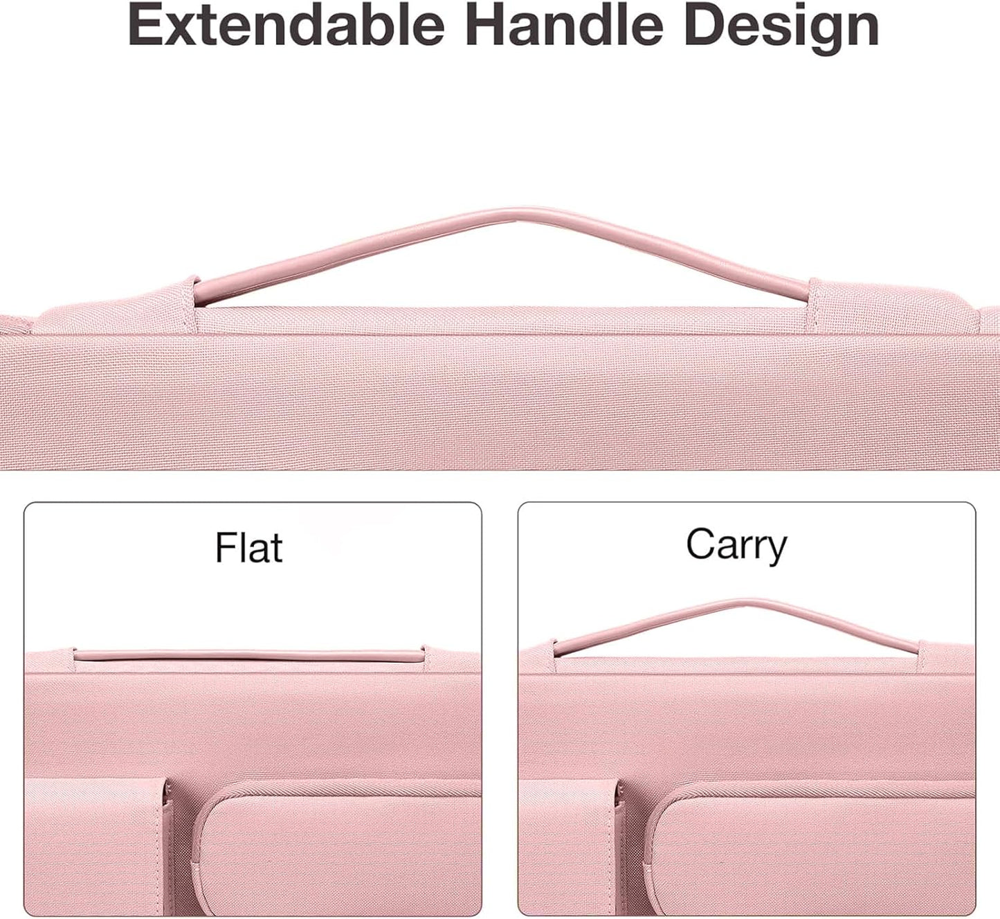 MOSISO 360 Protective Laptop Case 13.3 inch, 13-13.3 inch Laptop Sleeve Compatible with MacBook Air/Pro 13 / Pro 14, HP Dell ASUS Lenovo, Side Open Bag with 2 Raised&1 Flapover Pockets, Pink
