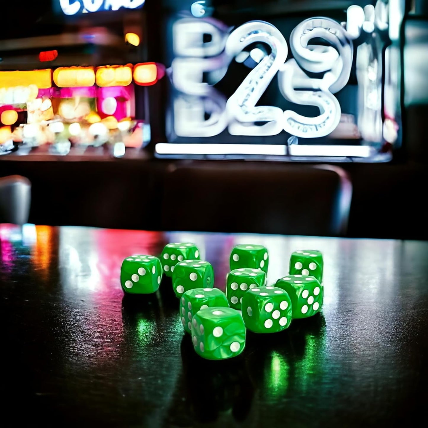 Luck Lab 10-Piece Acrylic D6 Dice Pack - Green Pearl (16mm, Hexahedron) for RPG, MTG, DND, Table Games