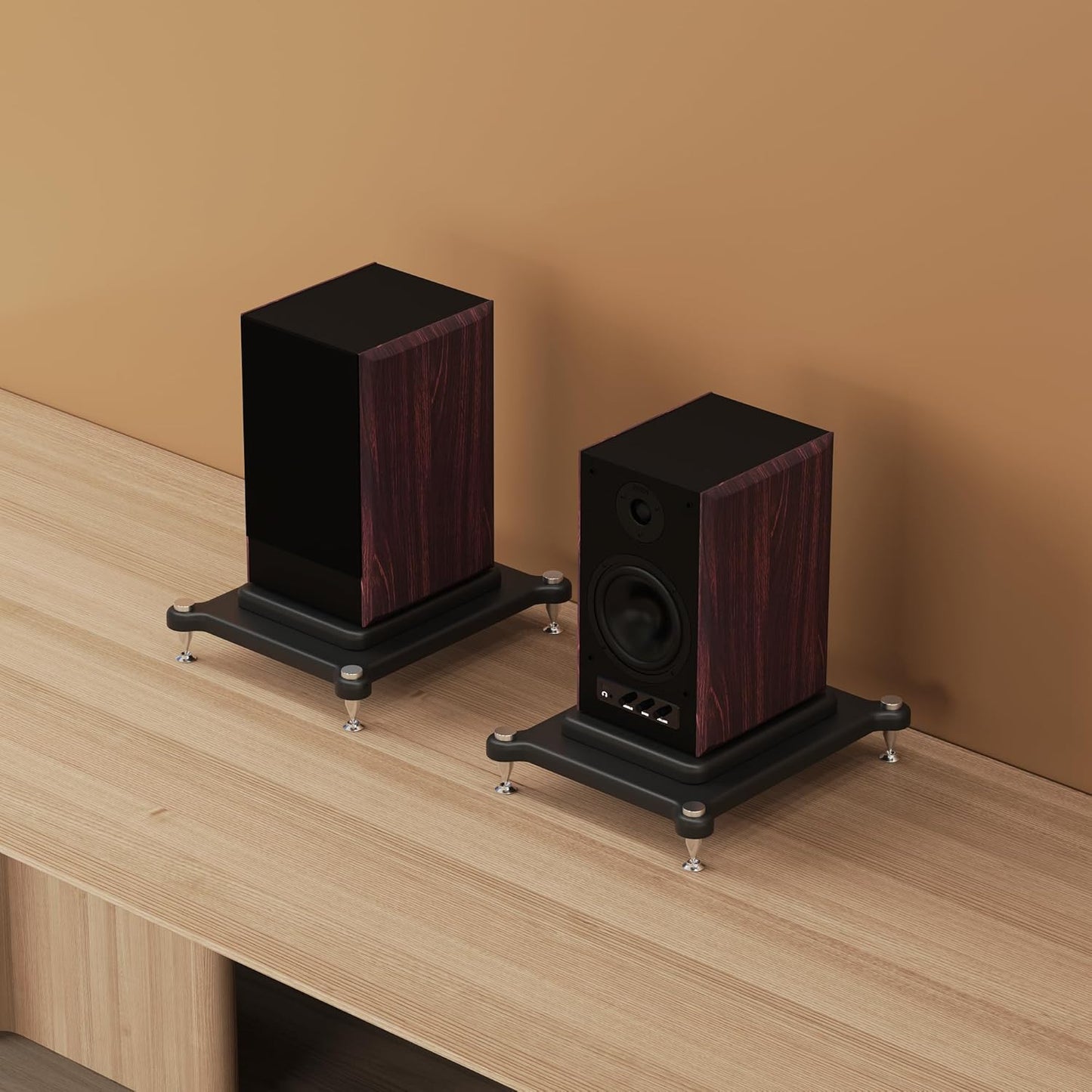 2pcs Subwoofer Isolation Stand, Double-Layered Speaker Isolation Stands with Stainless Steel Metal Feet, Acoustic Speakers Isolation Pad for Floor, Desktop (11.8×13.7in)
