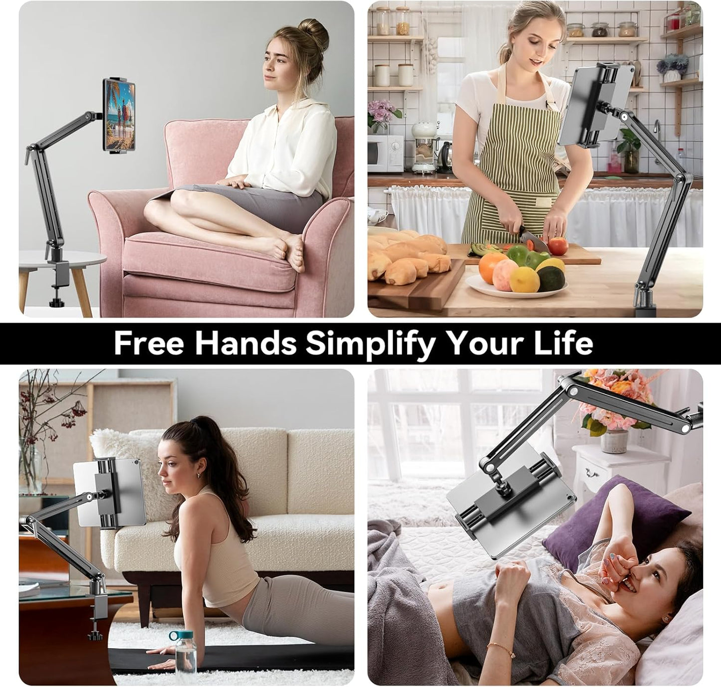 Mount Soporte para Tablet/Portable Monitor/Ereader - Strong Bearing Weight Over 5.5lbs with Built-in Adjusting Wrench with 360°Rotate Base Fits for ipad 4.7-15.6" Tablet Stand Holder