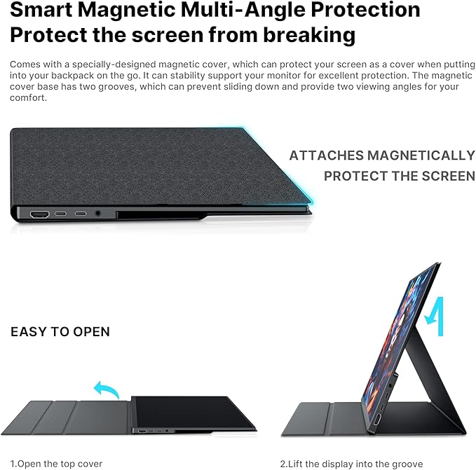 MP Mobile Pixels New 16" 2.5K Fold Portable Monitor, USB-C/HDMI Plug and Play Travel Monitors for Laptop, Laptop Screen Extender Compatible with macOS/Windows/Android/Switch(Protective Cover Included)