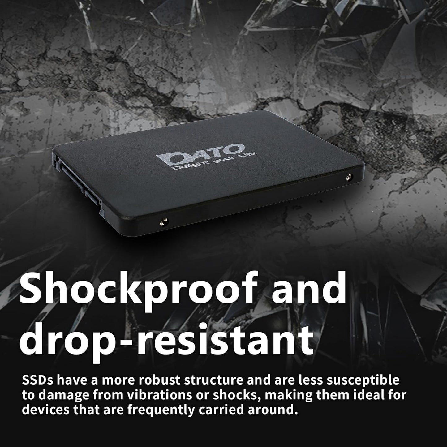 DATO 1TB SSD 2.5" SATA III Internal Solid State Drive, 3D NAND, SLC Cache, Up to 535/500 MB/s, Compatible with Laptop & PC Desktop