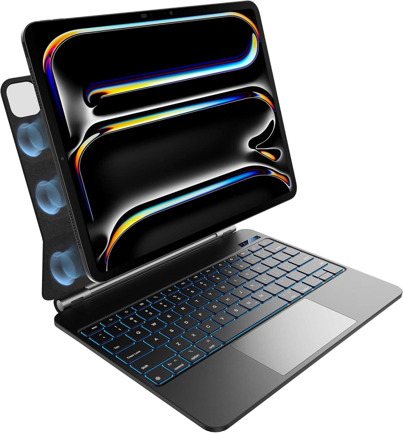 nimin Keyboard Case for iPad Pro 13 inch 2024 (M4),Multi-Touch Trackpad, Magnetic Attach, 7-Color Backlight, Auto Sleep/Wake, Obsidian Black