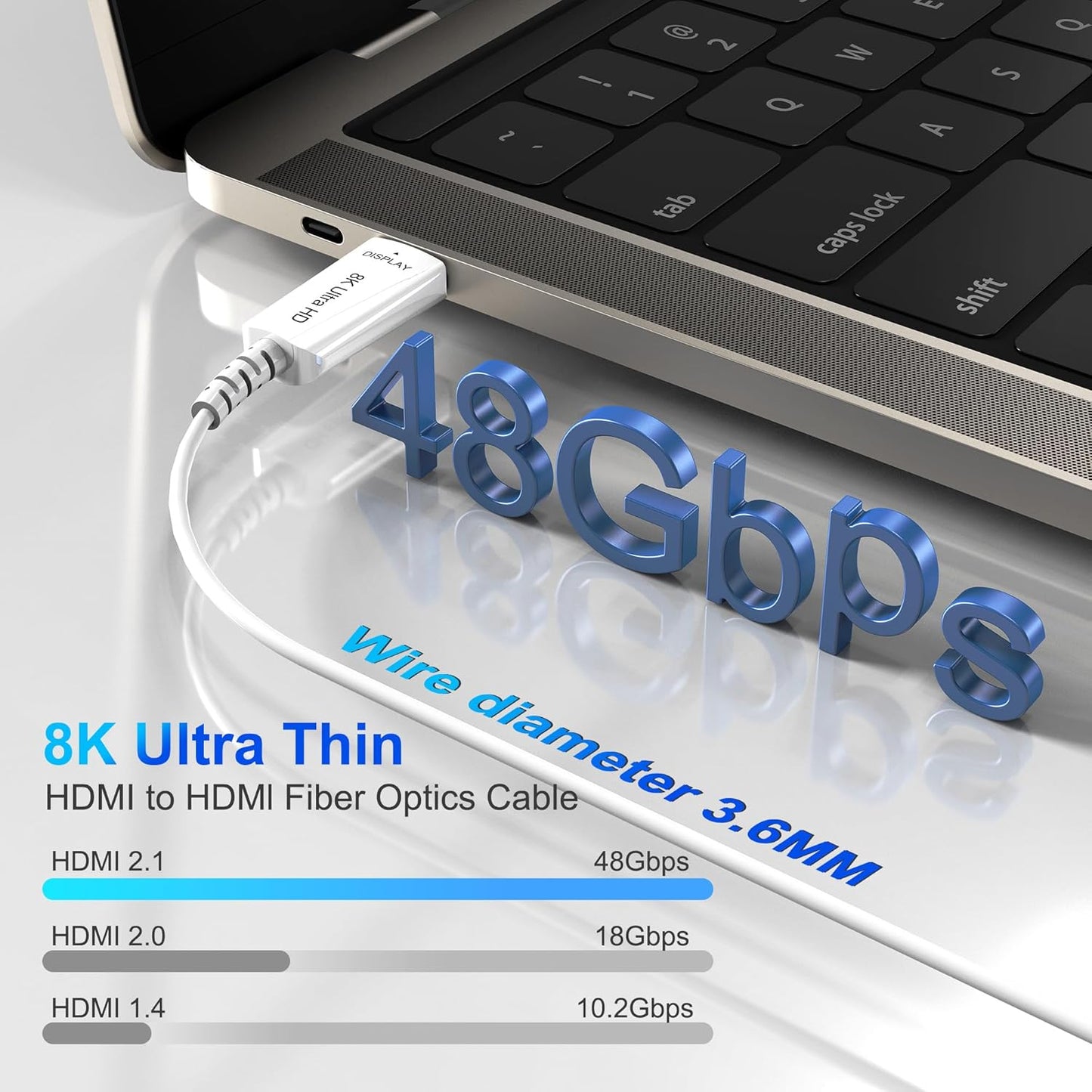 8K Fiber Optic HDMI Cable 6 FT, 8K@60Hz 4K@240Hz, Thin Extra Long HDMI Cable 48Gbps Ultra High Speed, Dynamic HDR, eARC, HDCP 2.2&2.3, 3D, Compatible for PS4/5/Xbox/TV/Laptop/Monitor