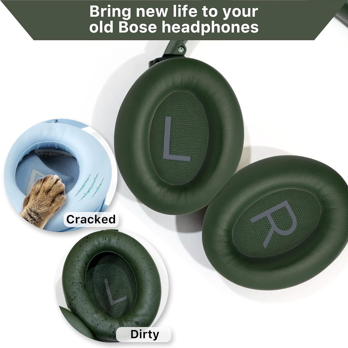 Replacement Ear Pads for Bose QuietComfort 45 (QC45)/QuietComfort SE (QC SE)/New QuietComfort Wireless Over Ear Headphones, Earpads Cushions with Softer Leather and Thicker Memory Foam