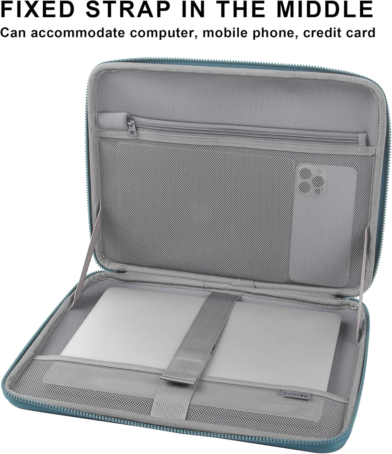 DOMISO 15.6 Inch Laptop Case Rugged Sleeve Waterproof Hard Shell Protective Cover Fits Most 15.6" Laptops/Macbook Pro/Lenovo IdeaPad/HP ENVY/Dell XPS (Teal)