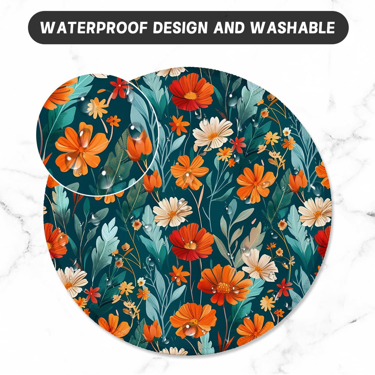 ITNRSIIET Round Mouse Pad with Stitched Edge Premium-Textured Waterproof Non-Slip Rubber Base Desktop Protection Mat Diameter 8.7 inches, Beautiful Flowers