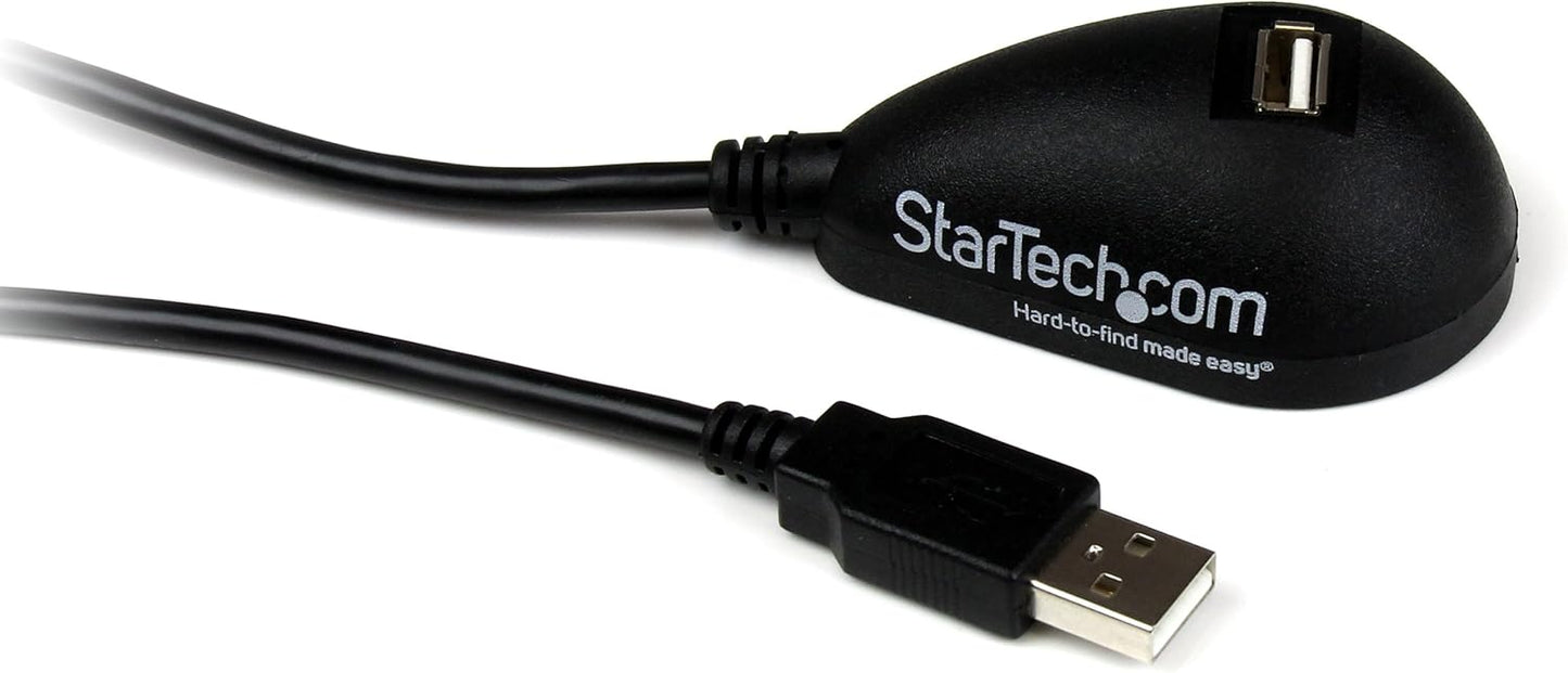 StarTech.com 5ft USB 2.0 Extension Cable - Male to Female - 5 ft USB A to A Extension cord for Laptop, Desktop, Tablet, Webcam & More (USBEXTAA5DSK) , Black