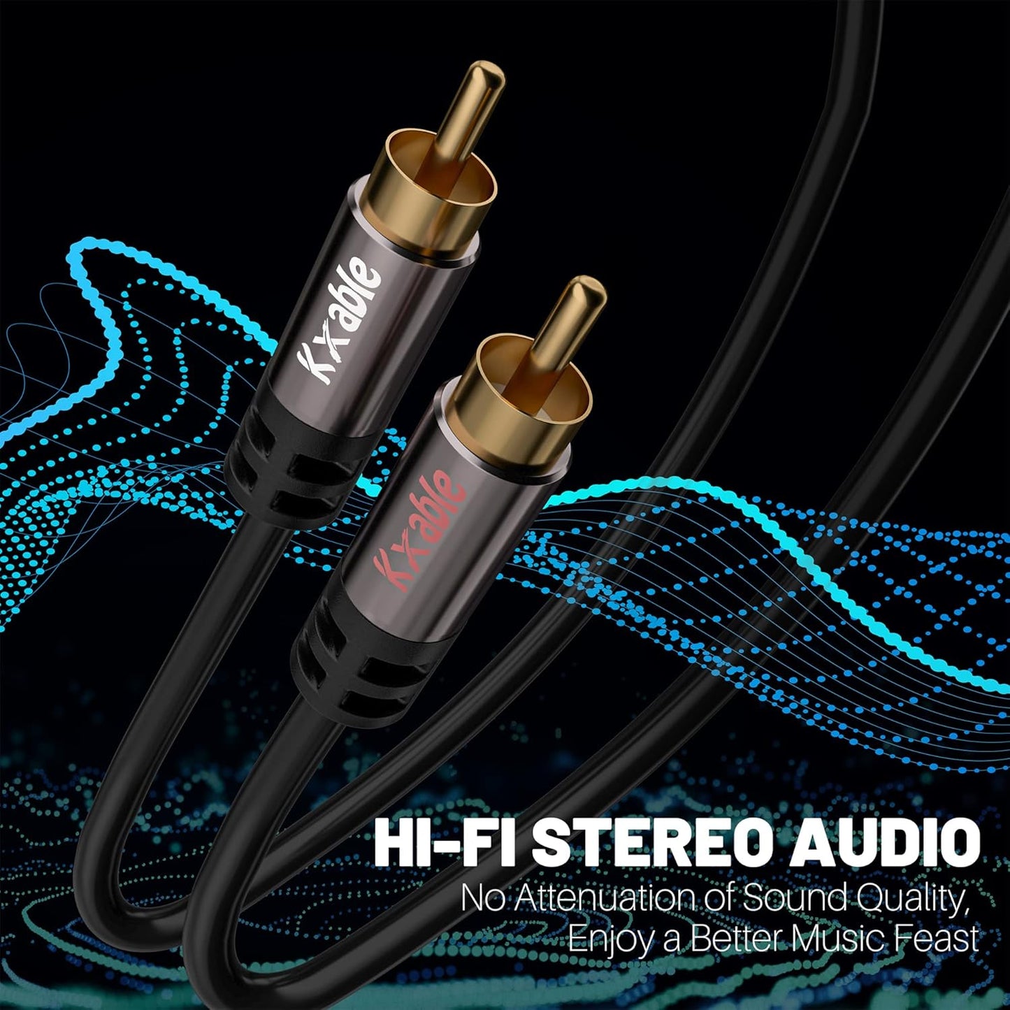 RCA Cable 4FT, 2RCA Male to 2RCA Male Stereo Audio Cable,【Oxygen-Free Copper, Hi-Fi Sound, Double Shielded】 2 RCA Car Audio Subwoofer Cord for Home Theater, HDTV, Amplifier, Hi-Fi System, Speaker