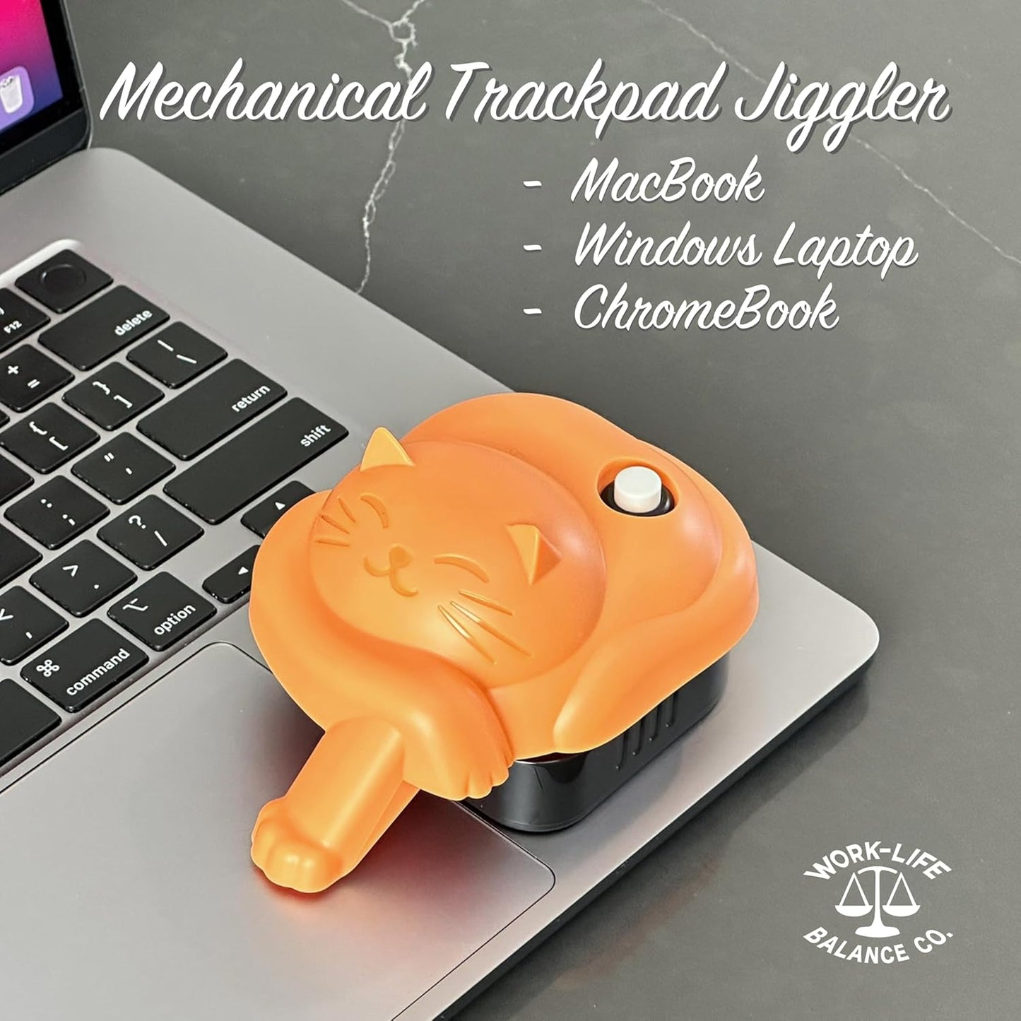 Laptop Trackpad Jiggler -AA Battery lasts 6 months -Undetectable -Cordless Mouse Jiggler -Does Not Work on DeII -Keeps Touchpad Active, Laptop Awake -Mechanical Mouse Mover -ON/Off Switch (Orange Cat)