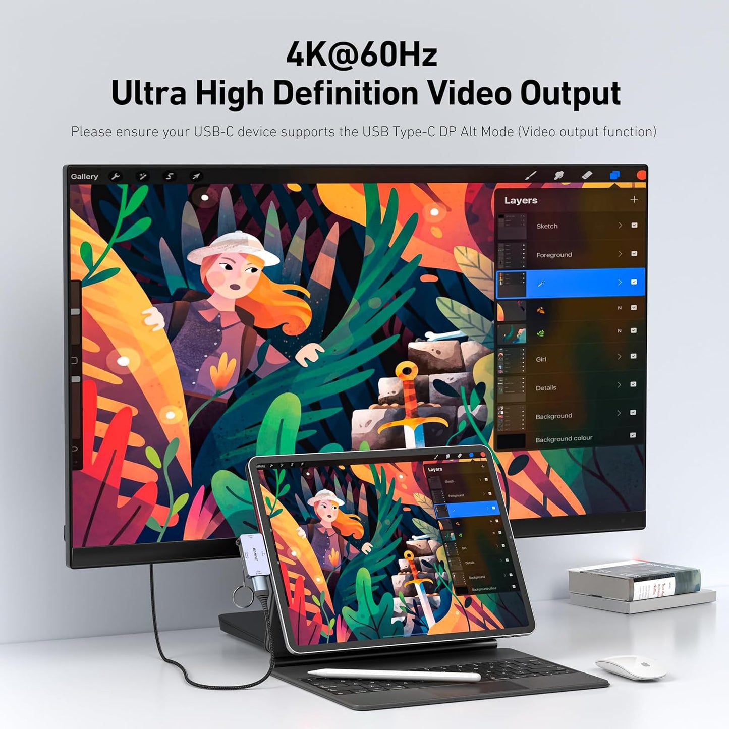 BENFEI USB C Hub 3-in-1, Super Compact, USB-C to HDMI 4K@60Hz, 10Gbps USB-A, 100W Power Delivery Compatible with iPad Pro, MacBook Pro/Air, iMac, iPhone 16/15 Pro/Pro Max, XPS, Thinkpad and More