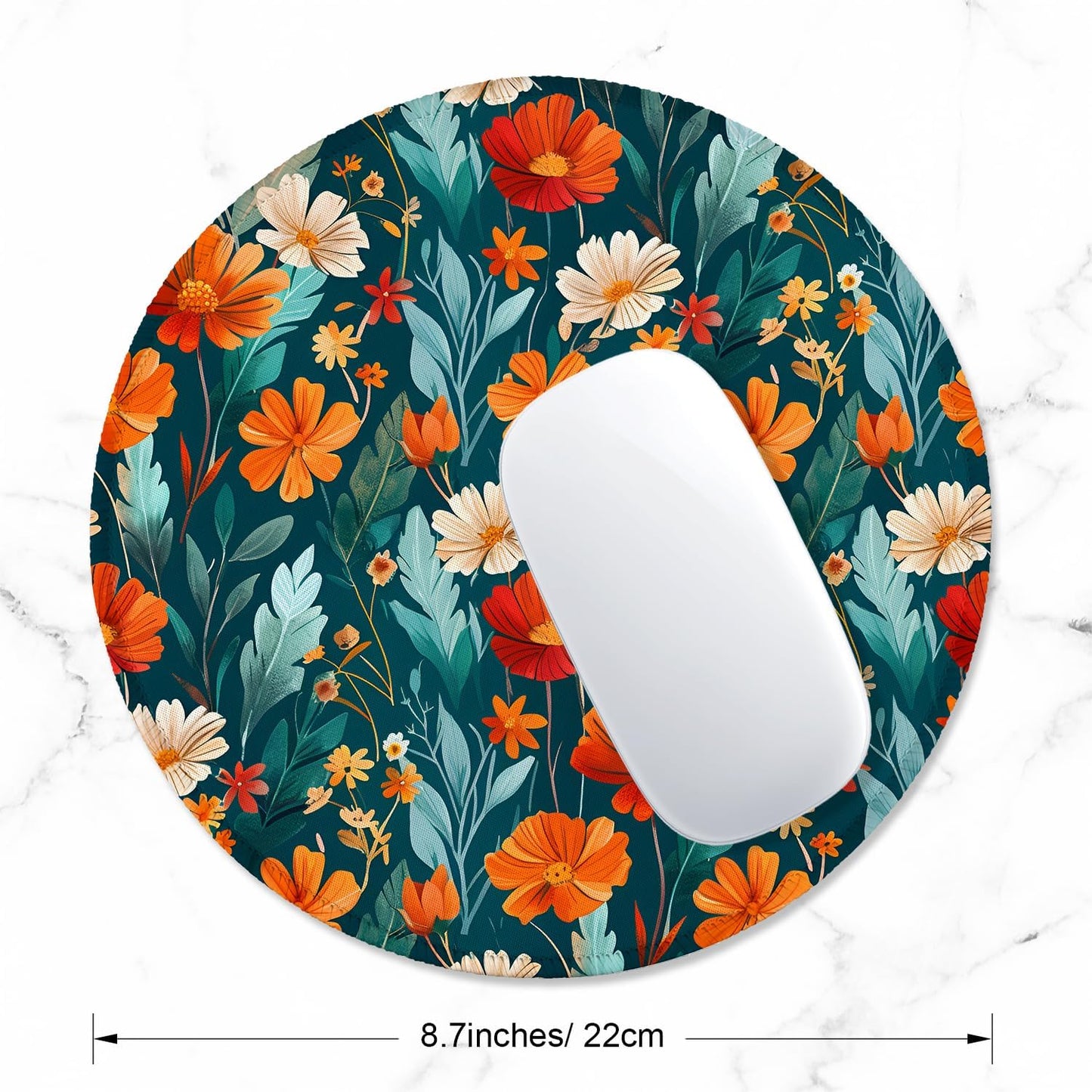 ITNRSIIET Round Mouse Pad with Stitched Edge Premium-Textured Waterproof Non-Slip Rubber Base Desktop Protection Mat Diameter 8.7 inches, Beautiful Flowers