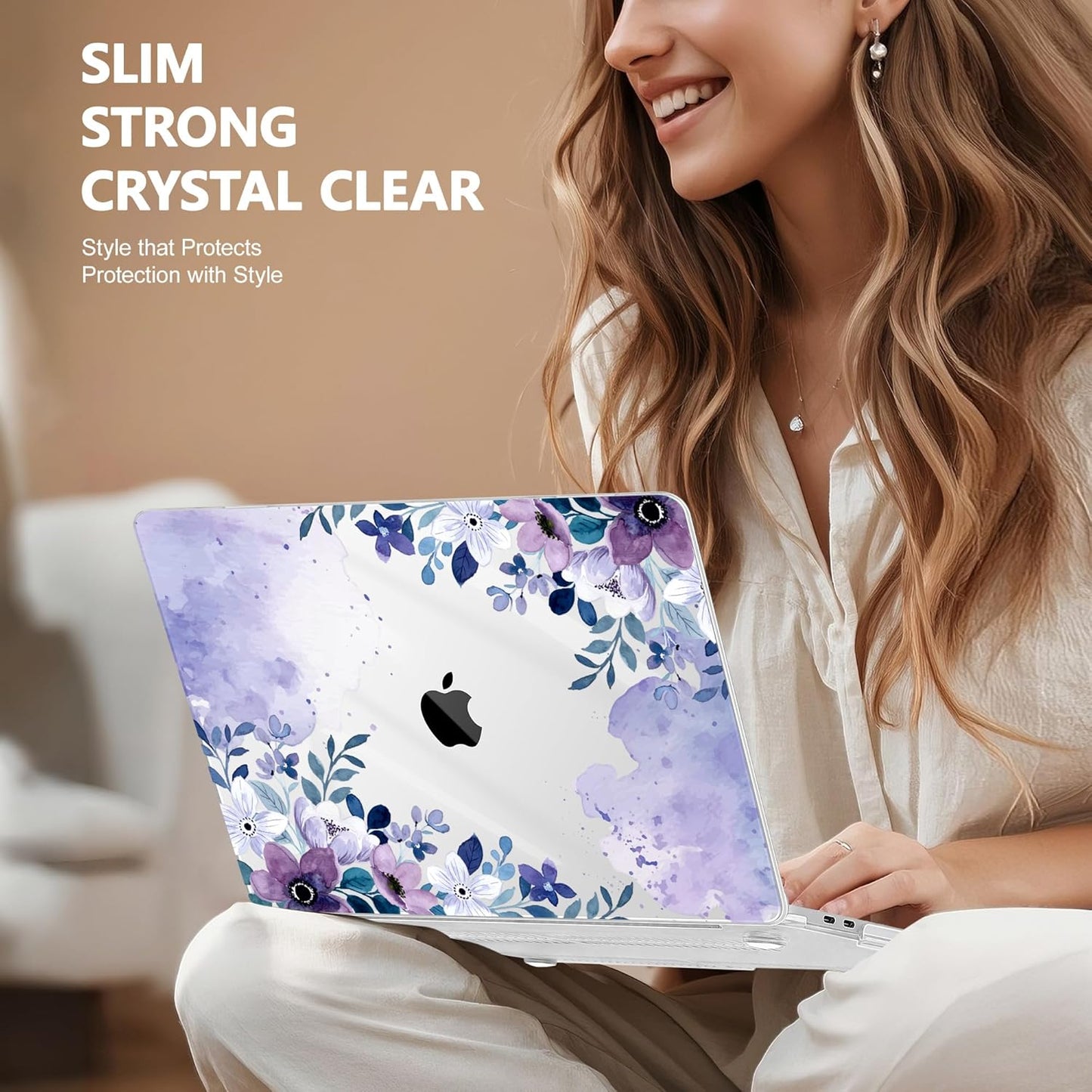 May Chen Compatible with MacBook Pro 13 inch Case 2022 2021 2020 Release Models A2338 M2 M1 A2251 A2289, Plastic Hard Shell Case for MacBook Pro 13 Inch with Touch Bar, Watercolor Purple Floral