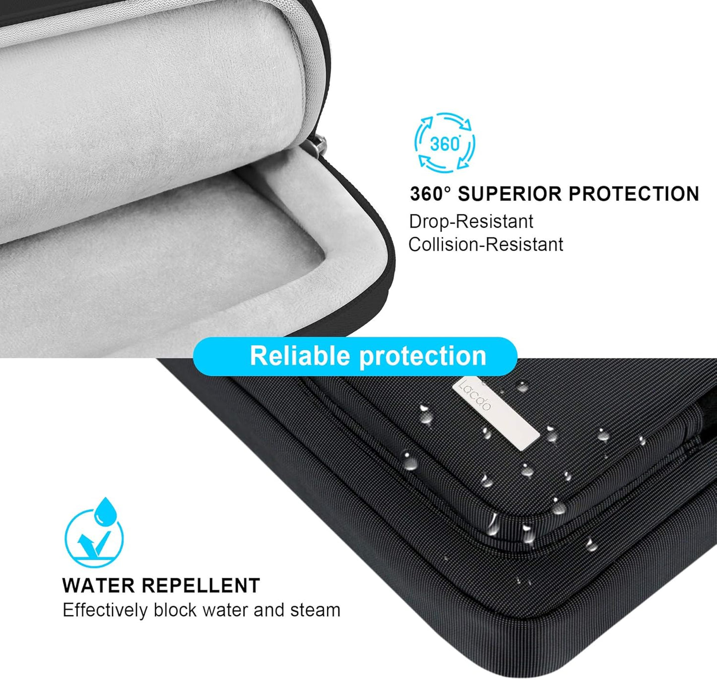 Lacdo 360° Protective Laptop Shoulder Bag, 16 inch Laptop Bag for 16 inch New MacBook Pro M4/M3/M2 /M1 Pro Max A3403 A3186 A2991 A2780 A2485 2024-2019, 15" Surface Laptop 7th Copilot+PC Computer,Black
