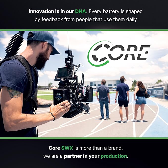 CoreSWX LLC Core NANOU98X, 98wh Micro Sized Sony BPU-Style Smart Battery Pack, 14.8v 6.6Ah. 10A Draw with Fuel Gauge, USBCPD and Ptap