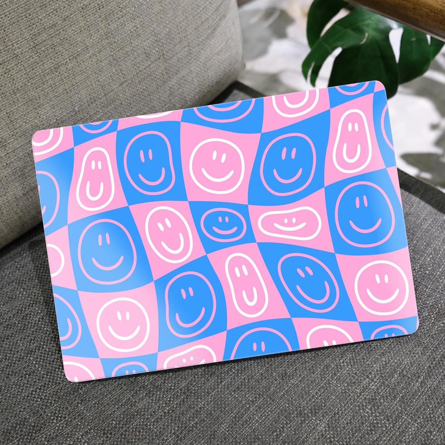 MEEgoodo for MacBook Air 13 inch Case 2021 2020 2019 2018 Released A2337 M1 A2179 A1932 with Touch ID, Plastic Shell & Keyboard Cover Compatible with MacBook Air Case 13.3, Smiling Faces & Checkered