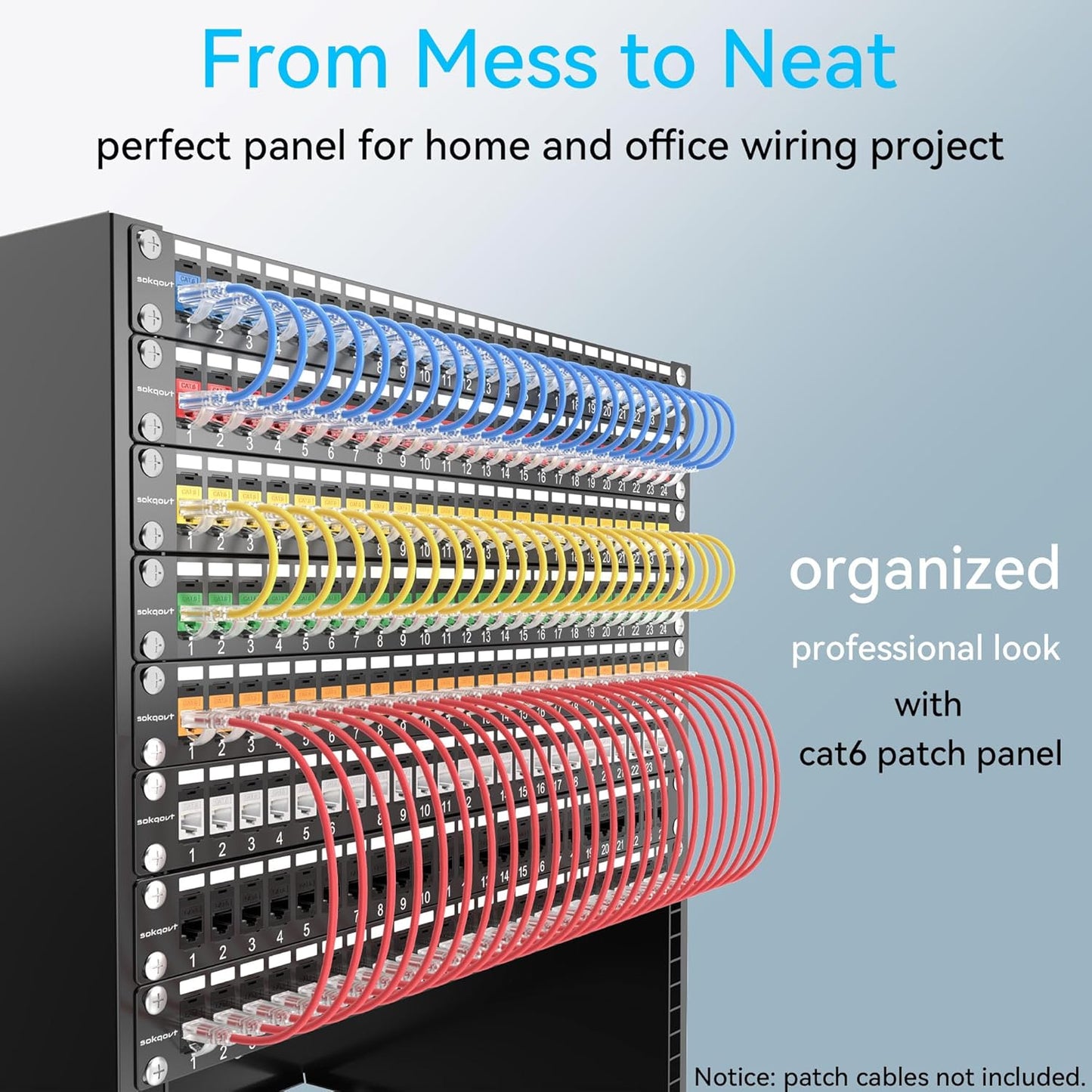 Patch Panel 48 Port Cat6a with Coupler Keystone, Cat6 Network Patch Panel 10G No Punch Down, Time-Saver Ethernet 2U Rj45 Panel with Sturdy Back Bar, 19 Inch Coupler Network Panel