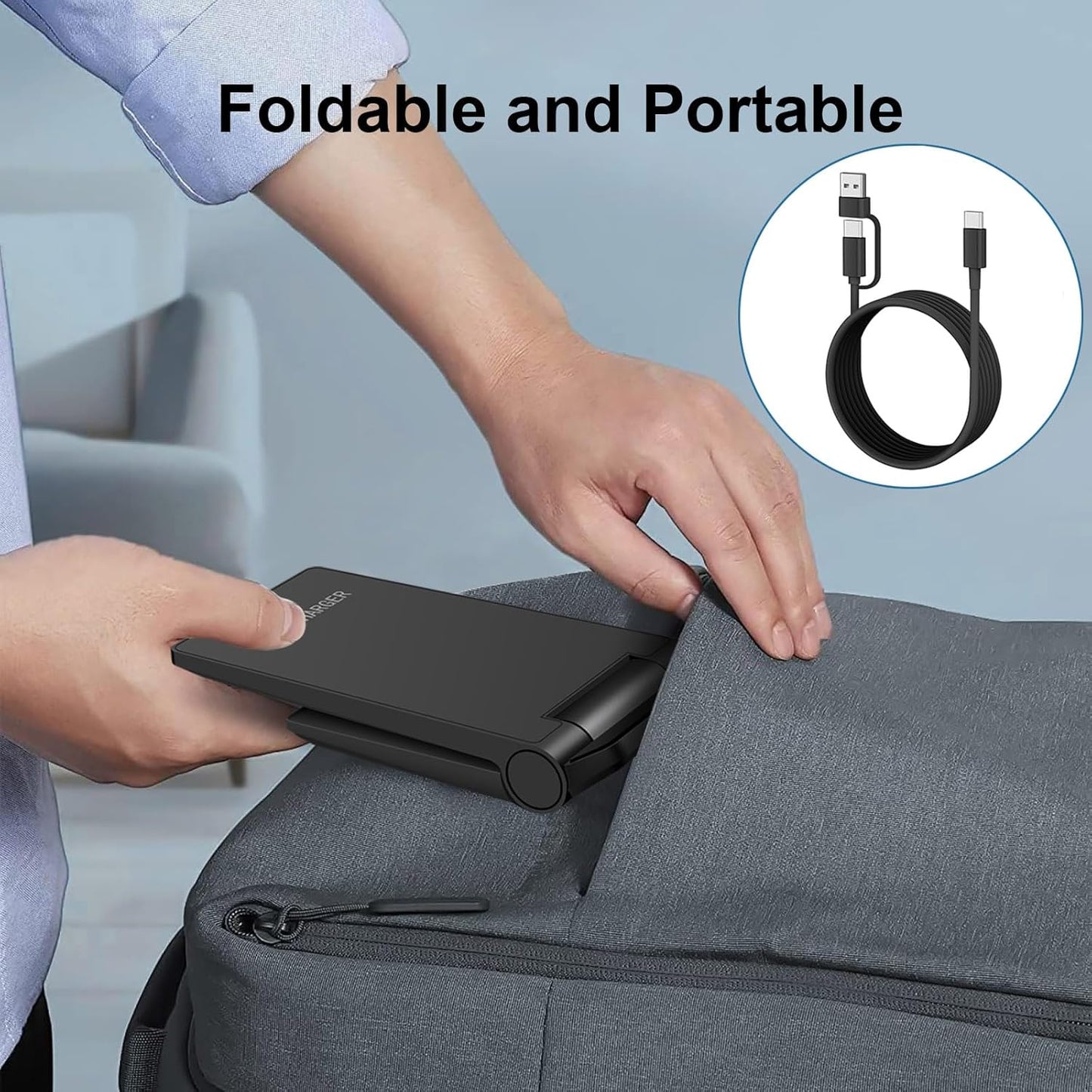 PDKUAI 2 in 1 Wireless Charger,[New Update] 25W Foldable Wireless Charging Station for iPhone 16/16 Pro/15/14/13/12/11/8/Airpods,Dual 15W Fast Dual Induction Charge Stand for Samsung Galaxy/Buds3