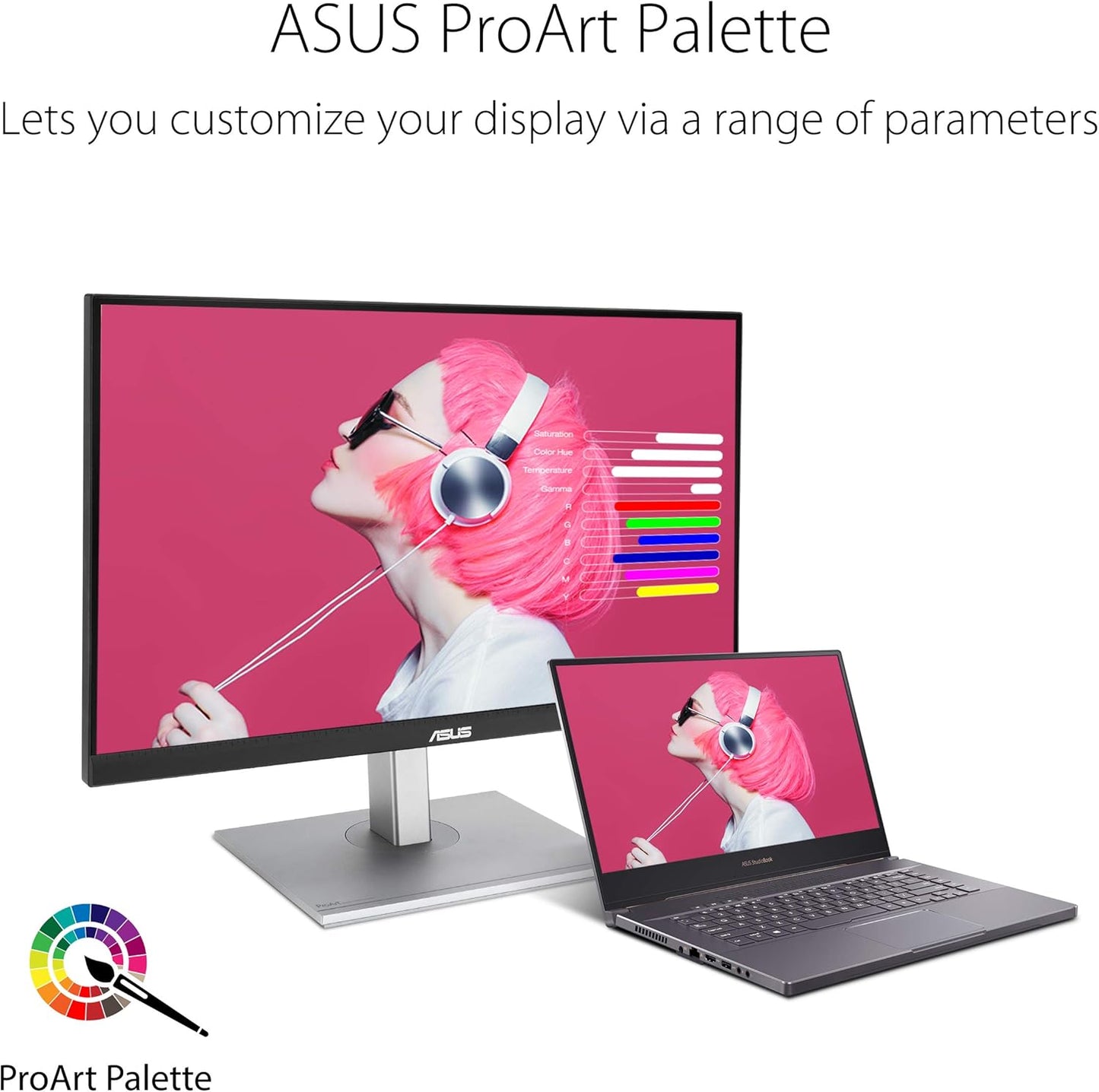 ASUS ProArt Display 27" Monitor PA278CV - WQHD (2560 x 1440), IPS, 100% sRGB, 100% Rec. 709, ΔE < 2, Calman Verified, USB Hub, USB-C, DisplayPort Daisy-chaining, HDMI, Eye Care, Height Adjustable
