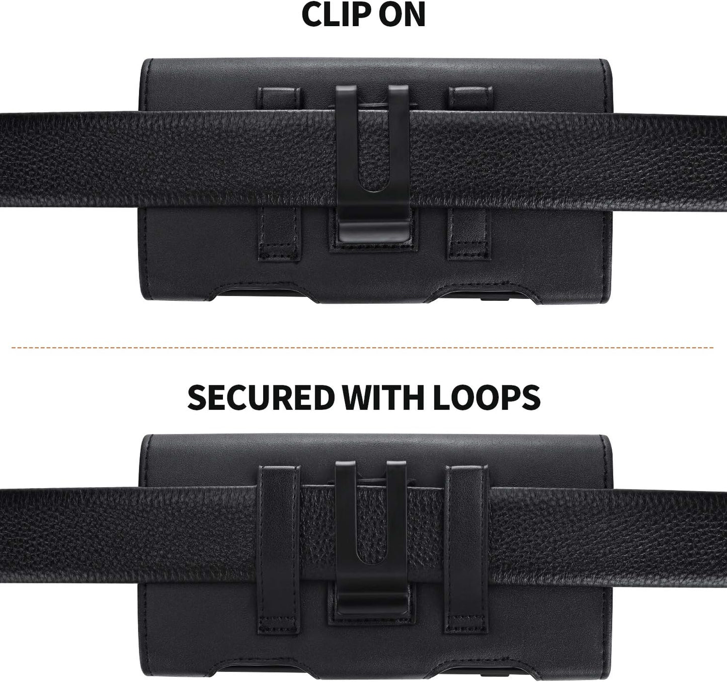 BECPLT for Galaxy S25 Ultra S24 Ultra S23 Ultra S22 Ultra 5G Note 20 Ultra 5G Note 10+ Plus 5G Holster Black Leather Carrying Cell Phone Holder Belt Clip Holster Case Pouch for Galaxy A14 5G S21 Ultra