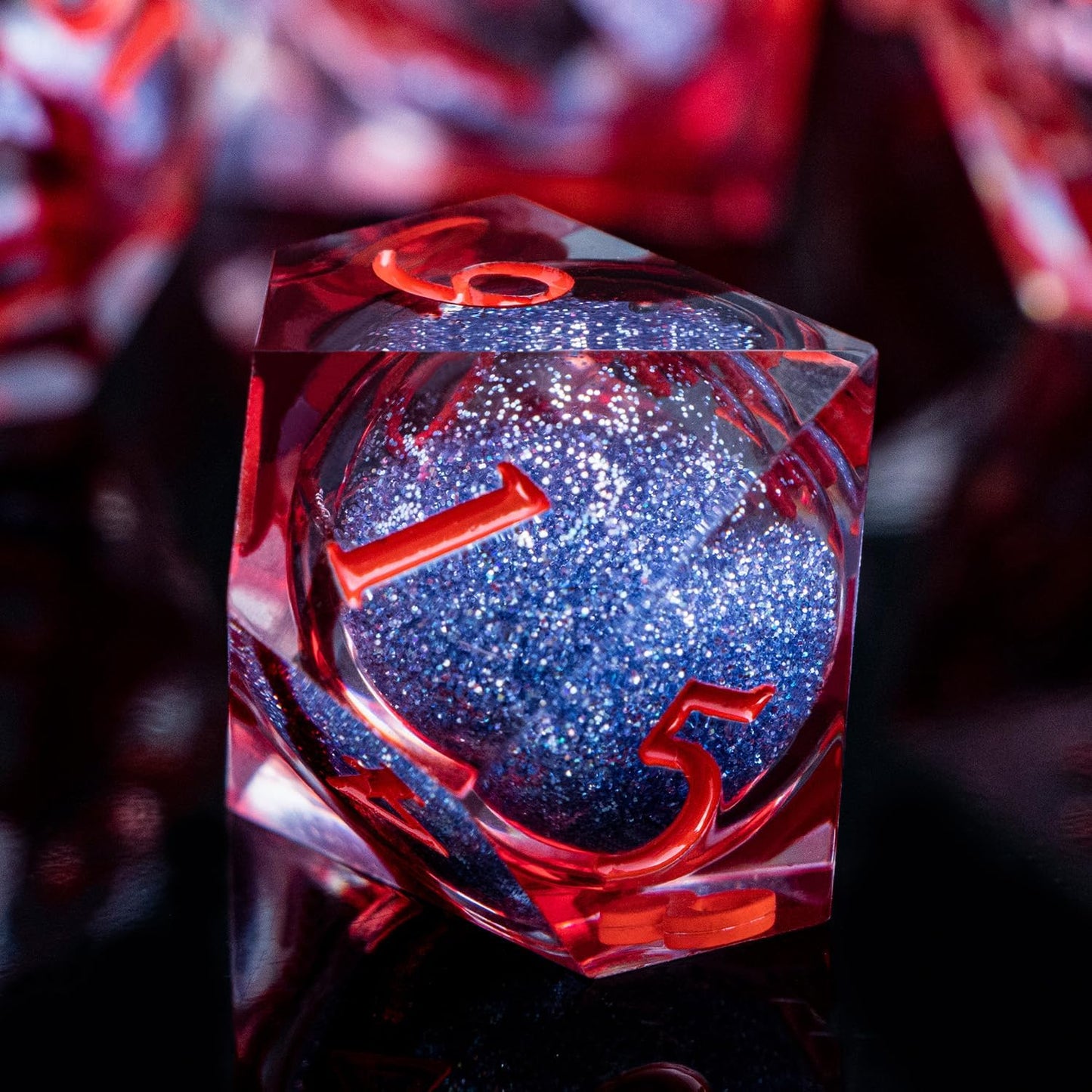 ARUOHHA Liquid Core DND Dice Set, Vampire Sharp Edged Dragons Dice Compatible with D&D RPG Role Playing Games, Resin Blood Red Polyhedral Dungeons D and D Dice with Gift Box D20 D12 D10 D8 D6 D4