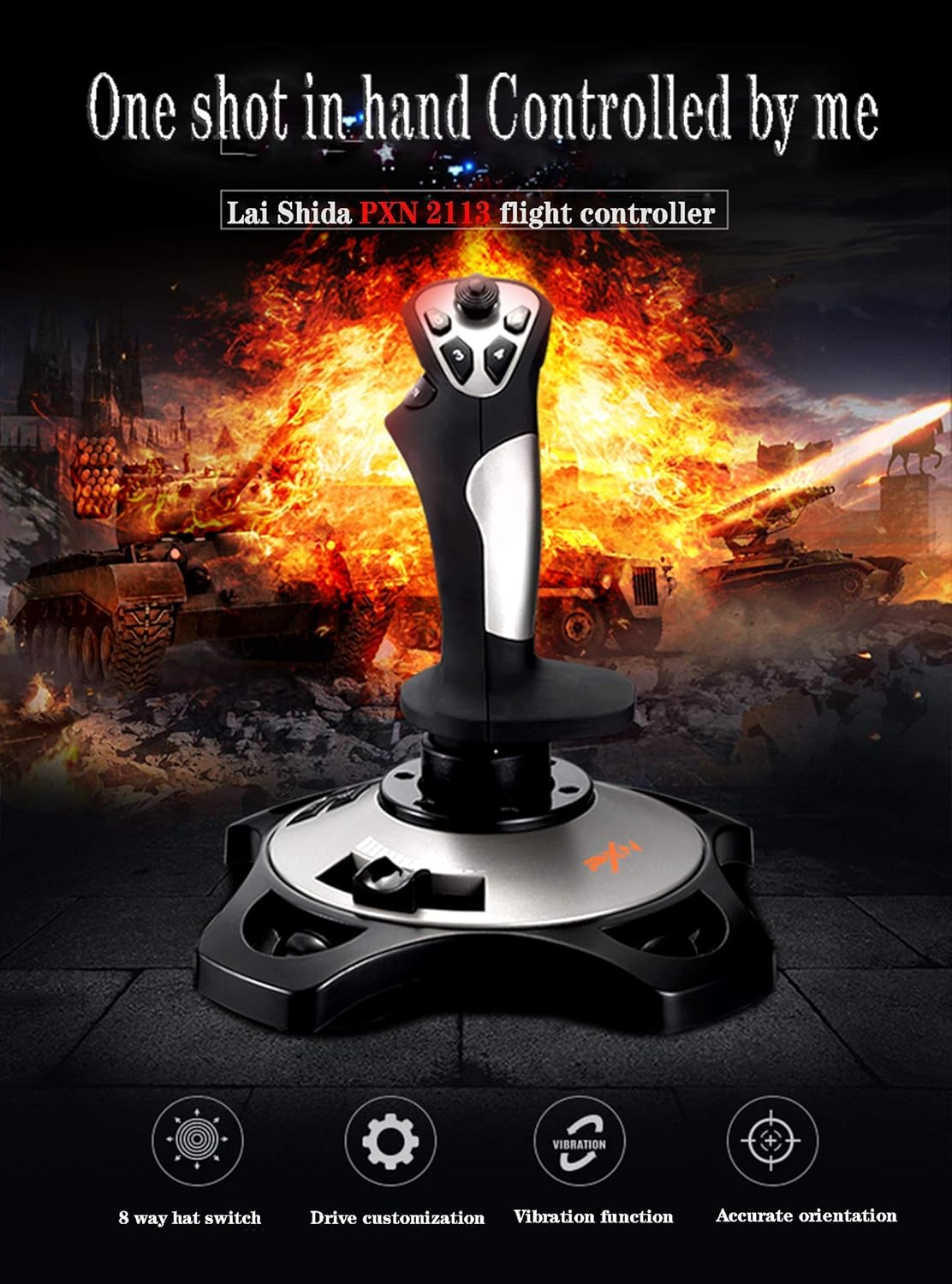 PXN Flight simulator controls 2113 pc flight joystick controls with Vibration Function and Throttle Controls Wired Flight Stick for PC Windows XP/VISTA/7/8/10/Computer/Laptop(PC only)