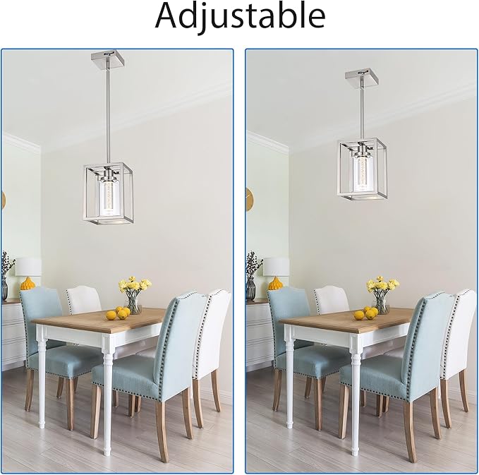 MELUCEE LED Pendant Lights Modern Pendant Lighting Brushed Nickel with Crystal Bubble Glass, 5 CCT Dimmable Hanging Ceiling Lamps for Kitchen Island Dining Room, Built-in LED Chips, Adjustable Height