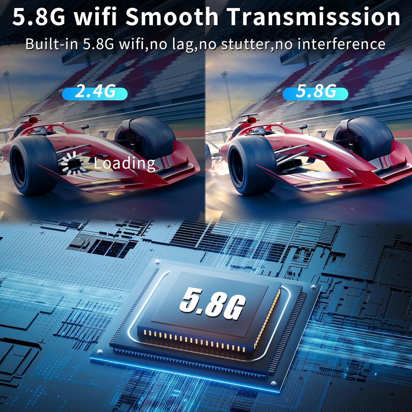 Wireless HDMI Transmitter and Receiver, 165ft/50m Wireless HDMI for 4K Decode Input 1080P Output, Plug&Play Portable 2.4G/5.8G for Video and Audio to Monitor from PC/Projector/TV Box