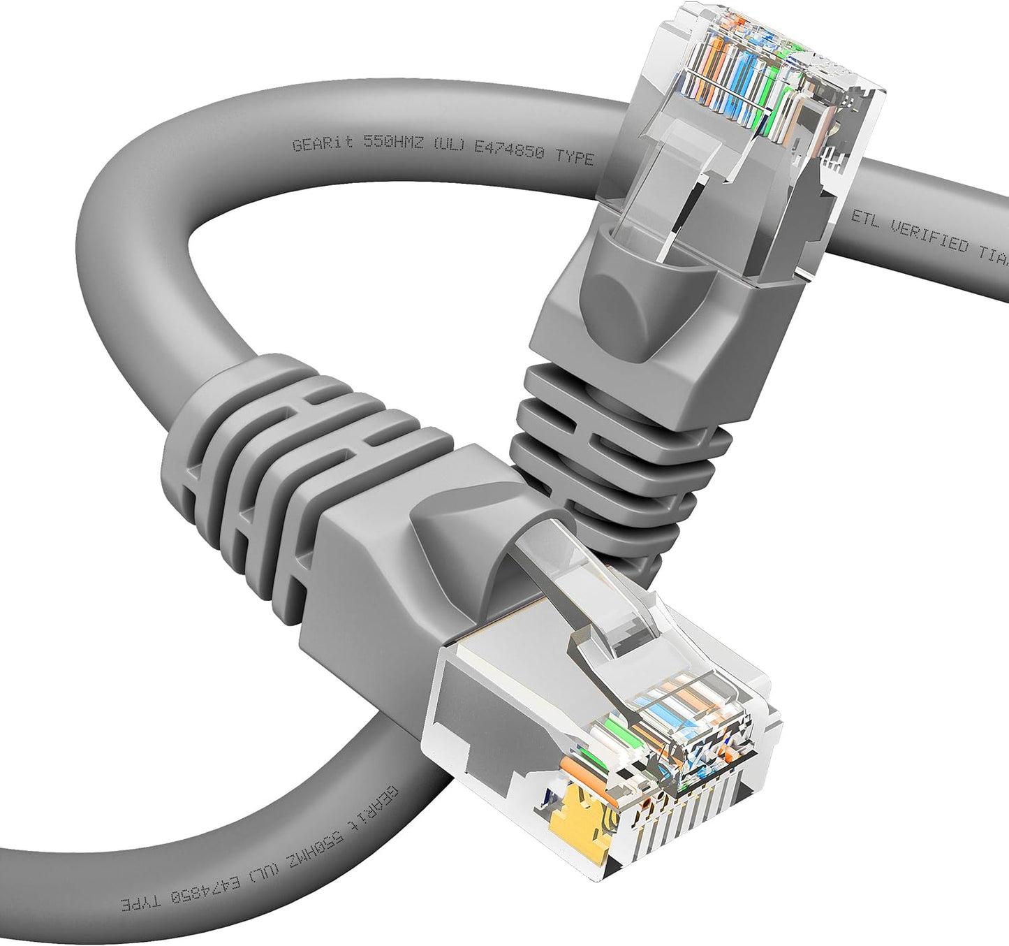GEARit Cat 6 Ethernet Cable (1-Pack 20 Feet) Cat6 Network Patch, 10Gbps, RJ45, Snagless Cord, Gold-Plated Connectors, Internet for PC, TV, Tablet, Router, Printer, Servers, IT Data Center - Gray