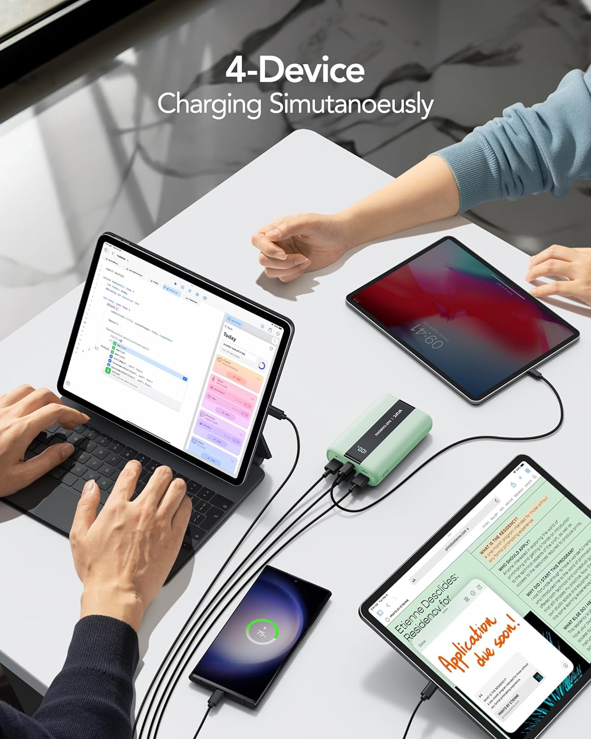VRURC Power Bank,20000mAh Portable Charger Fast Charging,Compact Travel Essentail,4 Outputs 3 Inputs Battery Pack USB C for iPhone Series,Samsung,Android-Green