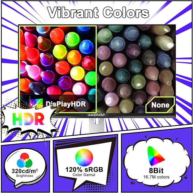 Amzfast 25 inch 320Hz/300Hz/240Hz White Gaming Monitor, FHD 1080P 1ms Fast IPS, 12 Months Warranty Exchange (HDMI & DP Dual Cable) TÜV Rheinland Eye Care | AI Crosshair, Night Vision Function