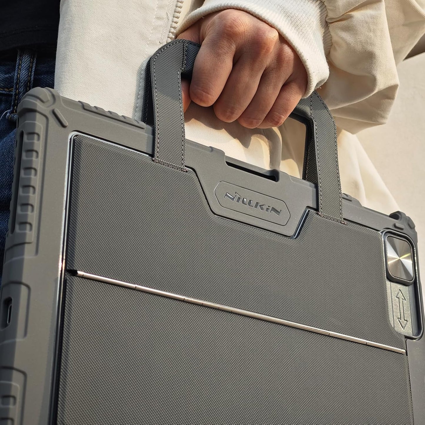 Nillkin Carry Go Backlit Keyboard Case for iPad Air 13 inch M2 M3 with Handle, Grey for iPad Pro 12.9 (3rd/4th/5th/6th Generation) Detachable Keyboard with Trackpad,Kickstand,Great Typing,Function Row