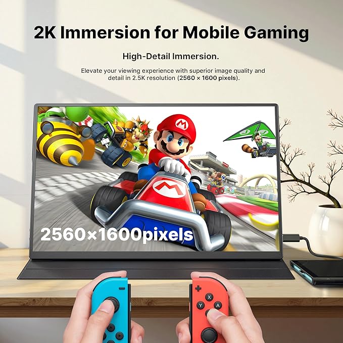 MP Mobile Pixels New 16" 2.5K Fold Portable Monitor, USB-C/HDMI Plug and Play Travel Monitors for Laptop, Laptop Screen Extender Compatible with macOS/Windows/Android/Switch(Protective Cover Included)