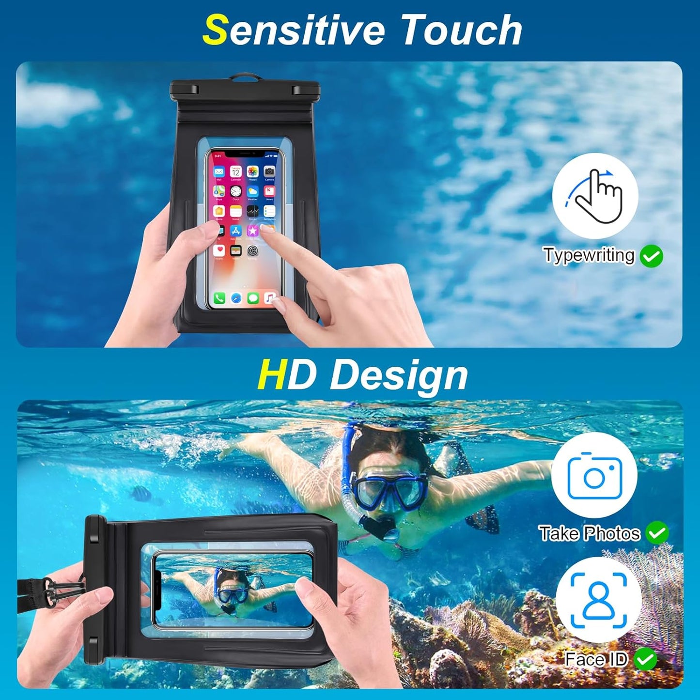 Waterproof Phone Pouch for Cruise Ship Essentials 2024 Woman, Large Waterproof Cellphone Dry Bag Floating for iPhone 16 15 14 13 12 11 Pro Max Galaxy S20-S24, Up to 7" IPX8 HD Touch Protector 2 Pack