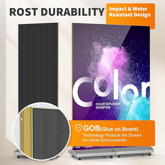 80" Seamless Splicing LED Display, Foldable Poster Screen with P1.86 Digital Signage Display LED Totem with USB/HDMI/WiFi/Remote