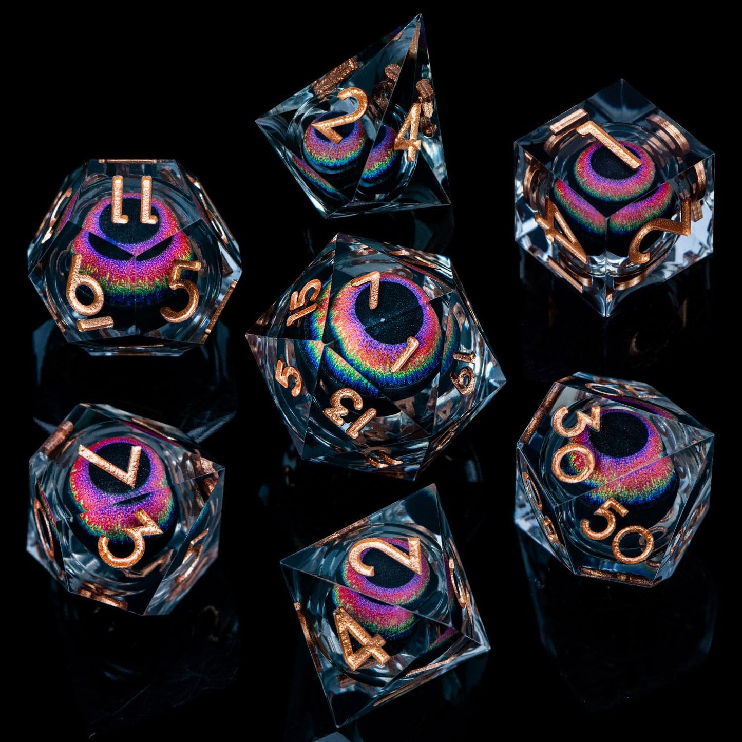 ARUOHHA DND Dragon Eye Dice Liquid Core Resin Sharp Edged Dice Set with Gift Box, RPG Role Playing Game Polyhedral Handmade D and D Dice D20 D12 D10 D8 D6 D4