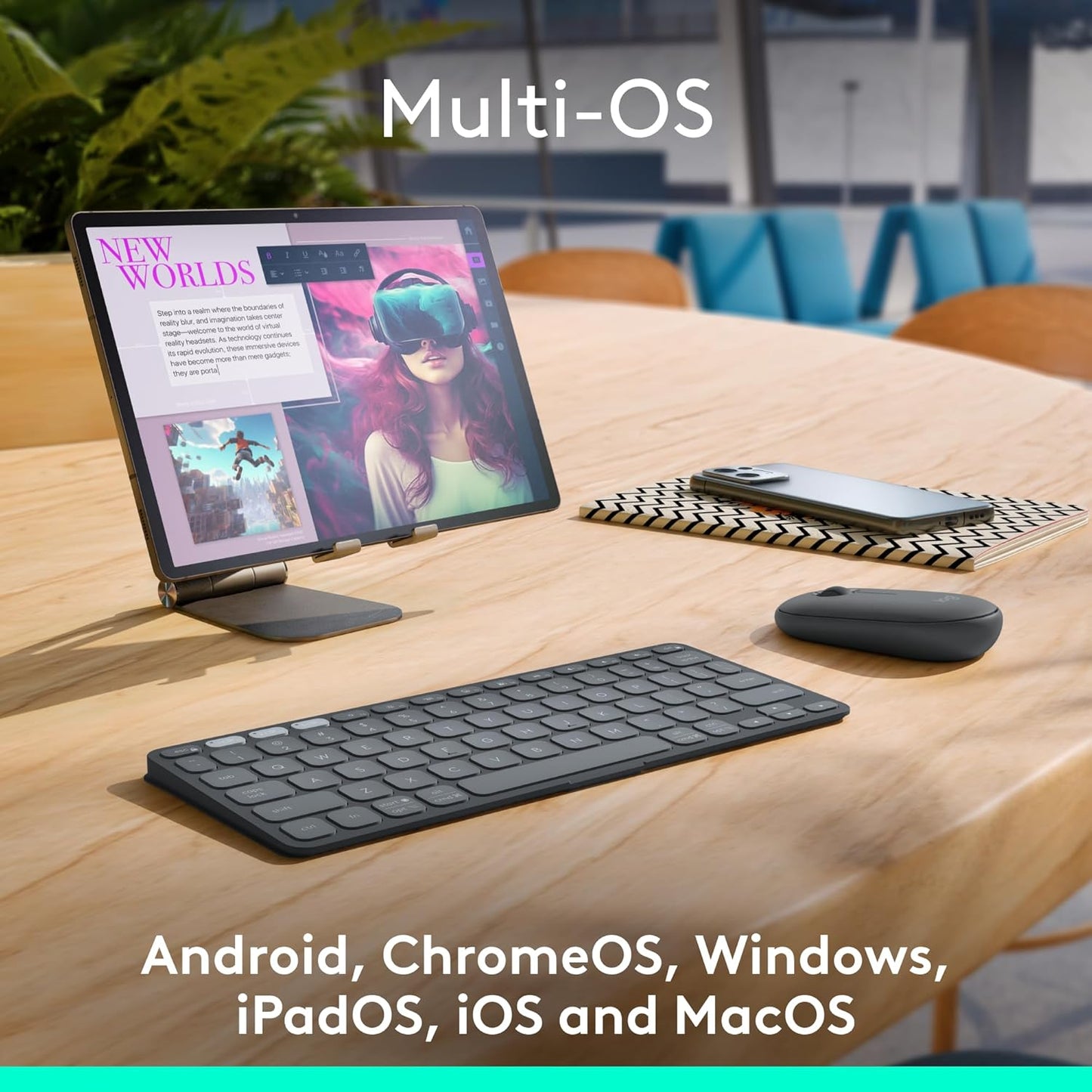 Logitech Keys-to-GO 2 Portable Bluetooth Tablet Keyboard with Built-in Cover, Slim & Compact Wireless Keyboard for Windows, Android, Linux, iPad, iPhone, Mac, Apple TV - Graphite