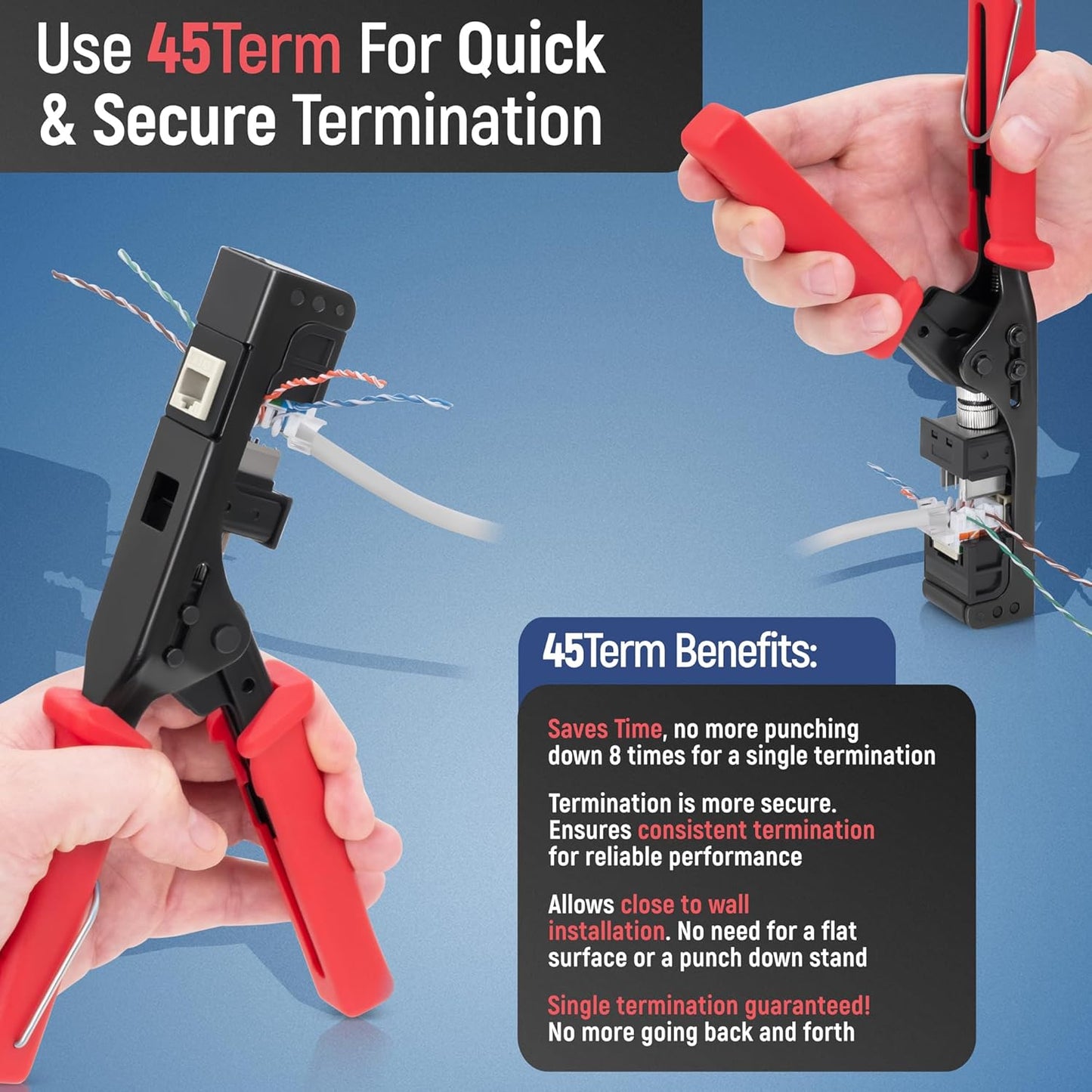 Everest 45° Angled RJ45 Cat6 Keystone Jacks 50-Pack in Light Almond - Slim Profile Female RJ45 Connectors - Cat 6 Keystone Jack - Compatible with 45° Angled Speed Termination Tool - 45Term