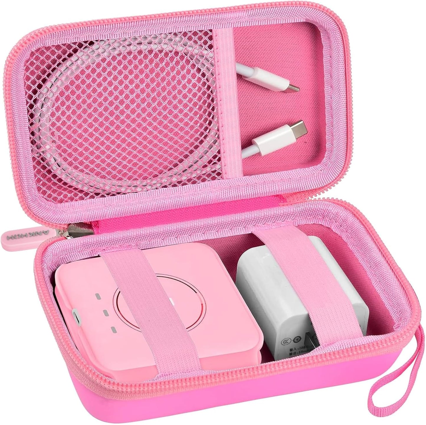 Travel Case for UCOMX for Nano/for Iseyyox/for LISEN/for RTOPS 3 in 1 Wireless Charger, Foldable Magnetic Charging Station Storage Holder Bag for Fast Charge Pad Cable and Adapter, Pink-Box Only