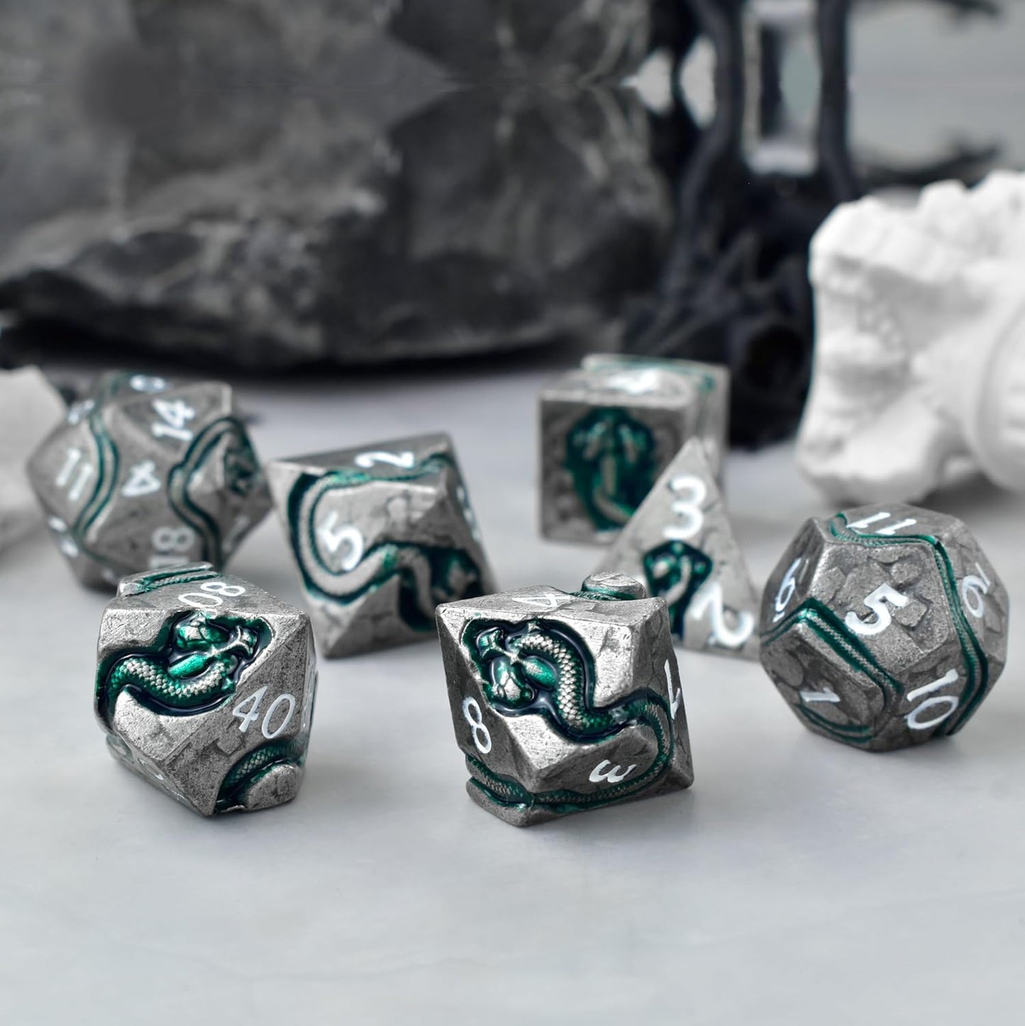 RULE DICE Serpent's Cunning DND Dice Set - Metal Dungeons and Dragons Dice for Players & DMS - Balanced Polyhedral D&D Dice, Unique D and D Gift for GMS and Players
