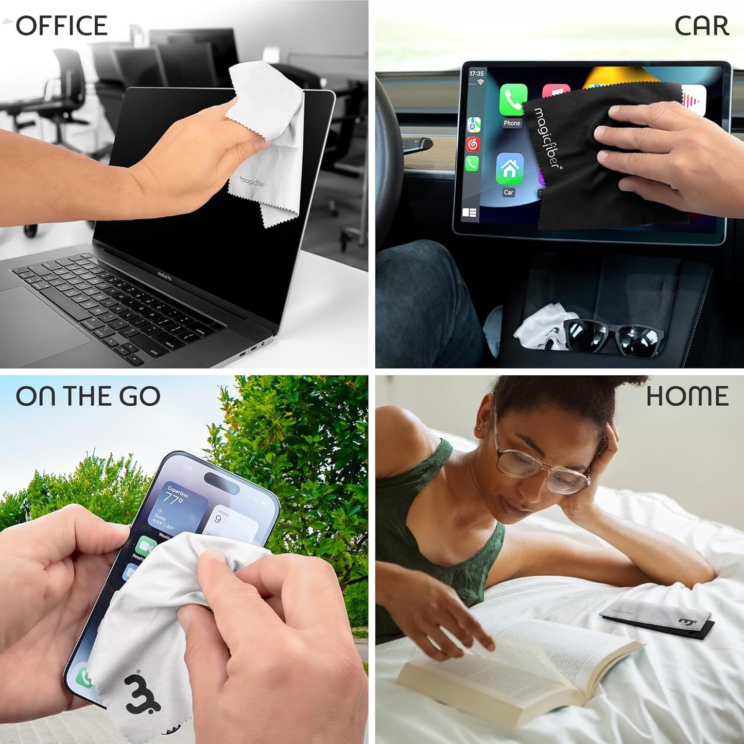 MagicFiber Microfiber Cleaning Cloth, 13 Pack - Premium Cloth for Glasses, Lens, Screens & More
