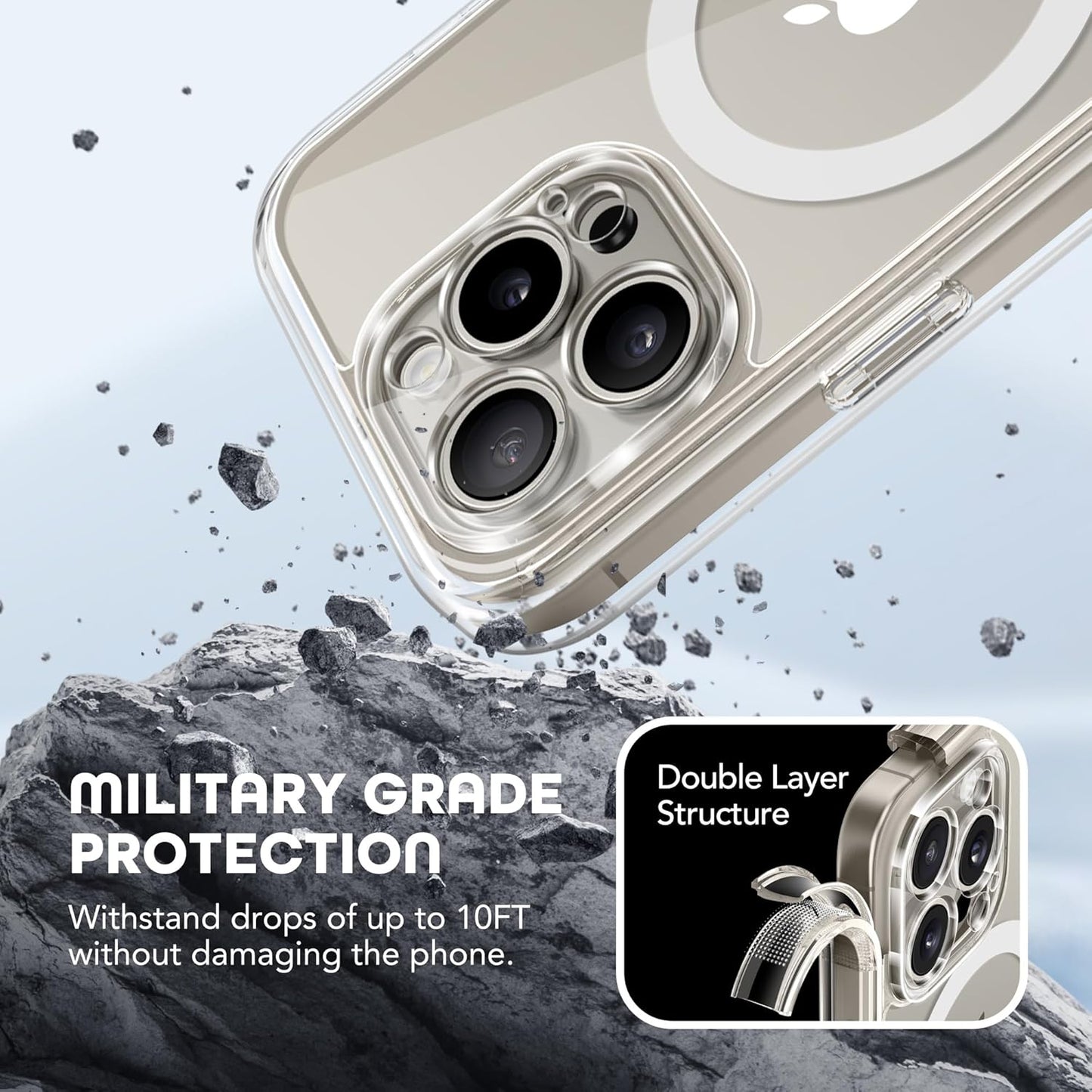 Magnetic for iPhone 15 Pro Case, Compatible with MagSafe, Built-in Privacy Screen Protector and Camera Protection, Anti Spy Full Body Dustproof Shockproof Hard Phone Case 6.1", Clear