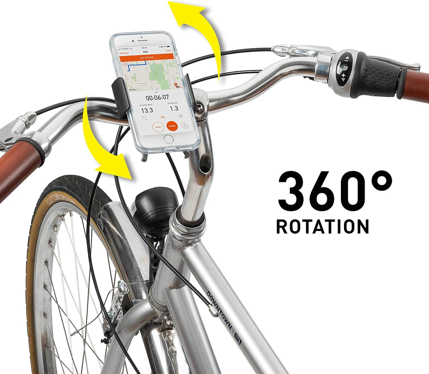 Nite Ize Squeeze Rotating Smartphone Bar Mount - Bike Mount Phone Holder for Handlebars - Phone Holster Accessories - Rotating Phone Holder with Easy-to-Squeeze Levers - Translucent