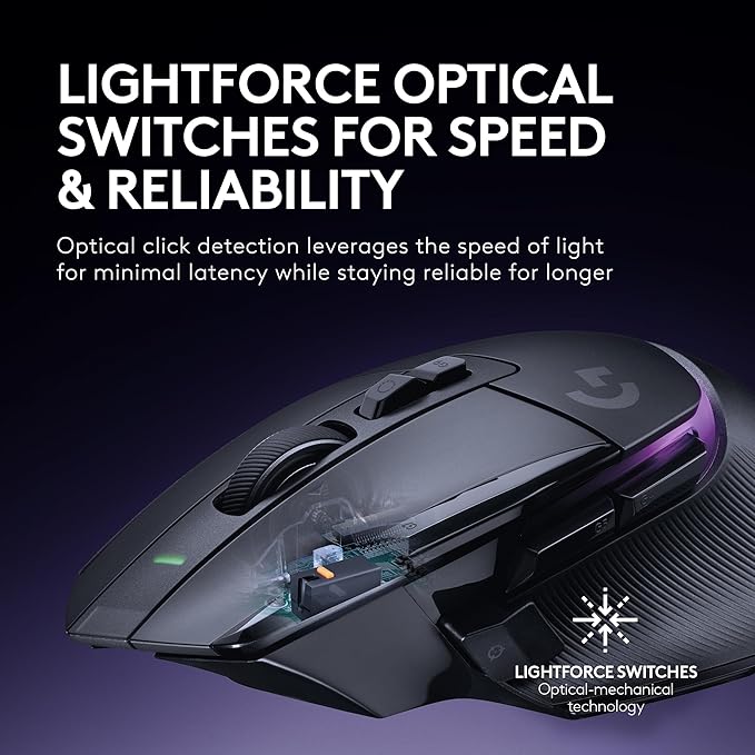 Logitech G502 X Plus Wireless Gaming Mouse - LIGHTSPEED Optical, LIGHTFORCE Switches, LIGHTSYNC RGB, HERO 25K Sensor for PC/Mac - Black