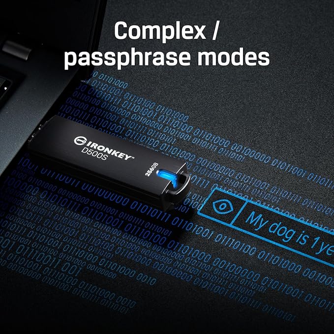 Kingston Ironkey D500S 128GB Encrypted Flash Drive | Dual Hidden Partition | FIPS 140-3 Level 3 | XTS-AES 256-bit | BadUSB and Brute Force Protection | Multi-Pin Option | IKD500S/128GB