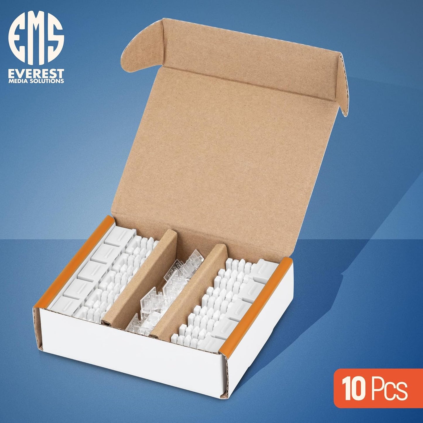 Everest 90° Angled RJ45 Cat6A Keystone Jacks 10-Pack in White - Slim Profile Female RJ45 Connectors - Cat 6A Keystone Jack - Compatible with 90° Angled Speed Termination Tool - easyJACK (B094WB91H3)