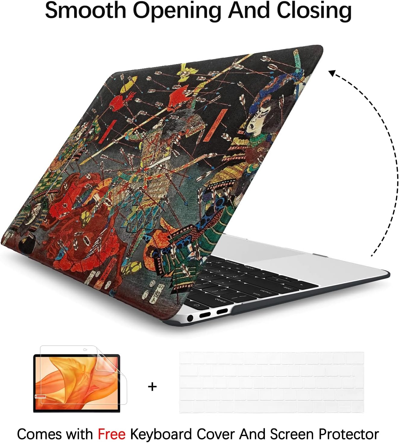 Berkin Arts for MacBook Pro 16 Inch Cover A3403 A3186 A2991 A2780 A2485 (2024-2021) with M4/M3/M2/M1 Chip with Keyboard Cover & Screen Protector Ukiyo-e (The Kusunoki's Final Attack by Kuniyoshi)